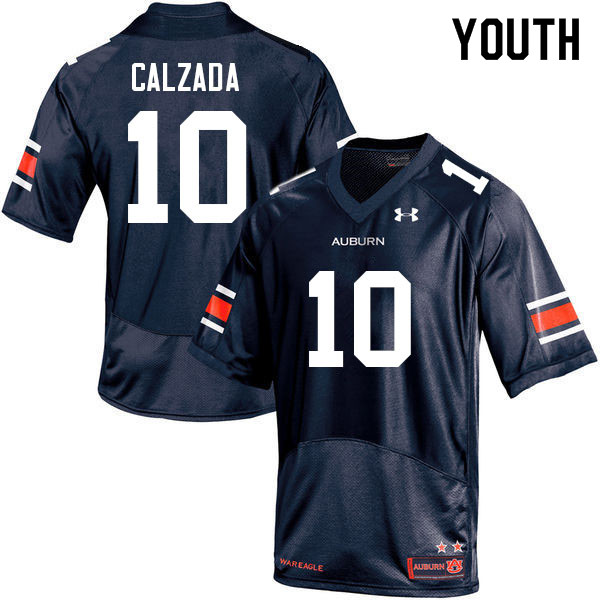 Auburn Tigers Youth Zach Calzada #10 Navy Under Armour Stitched College 2022 NCAA Authentic Football Jersey HSH8474PK